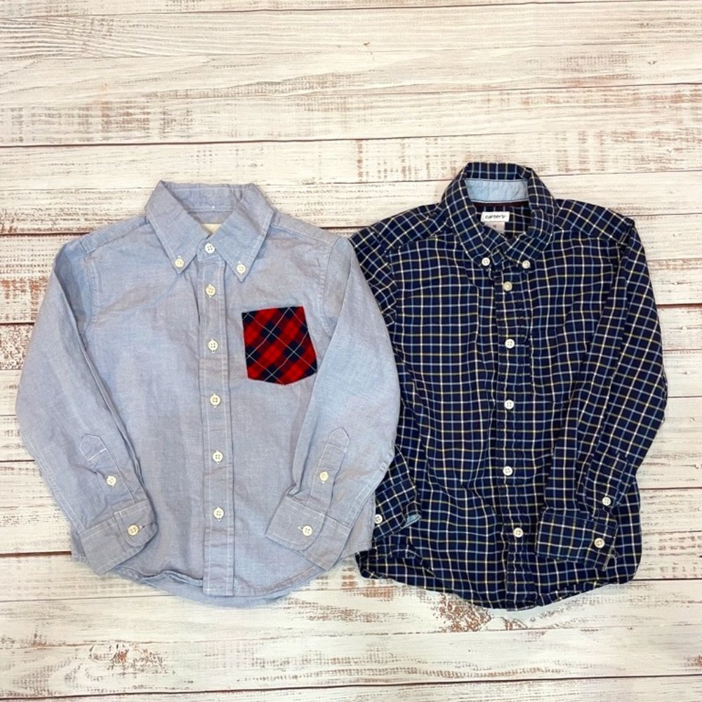 Boys Cute and Classy Long Sleeve Button Up Shirt 2-Piece Set
